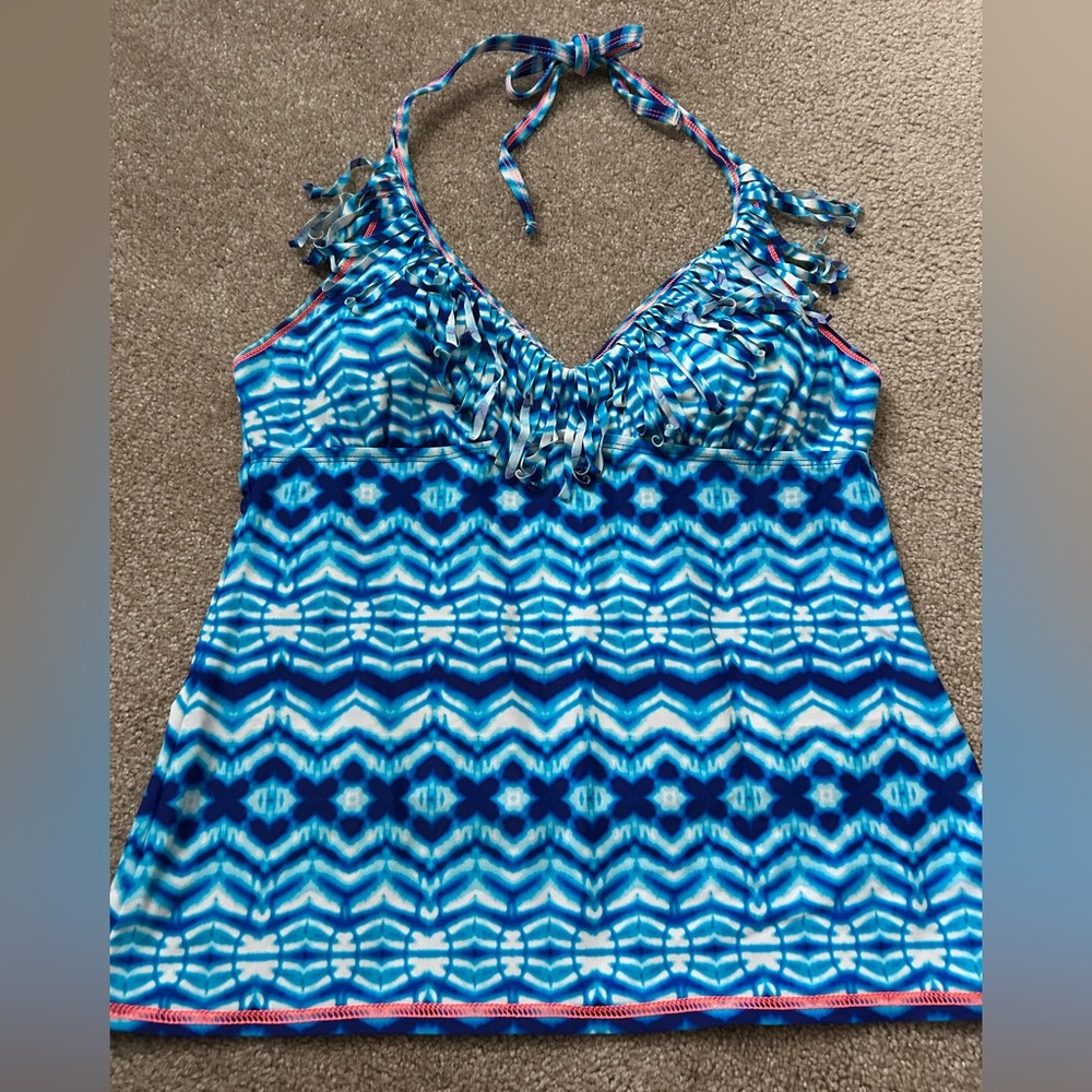 Hobie Blue Printed Halter Swim Top